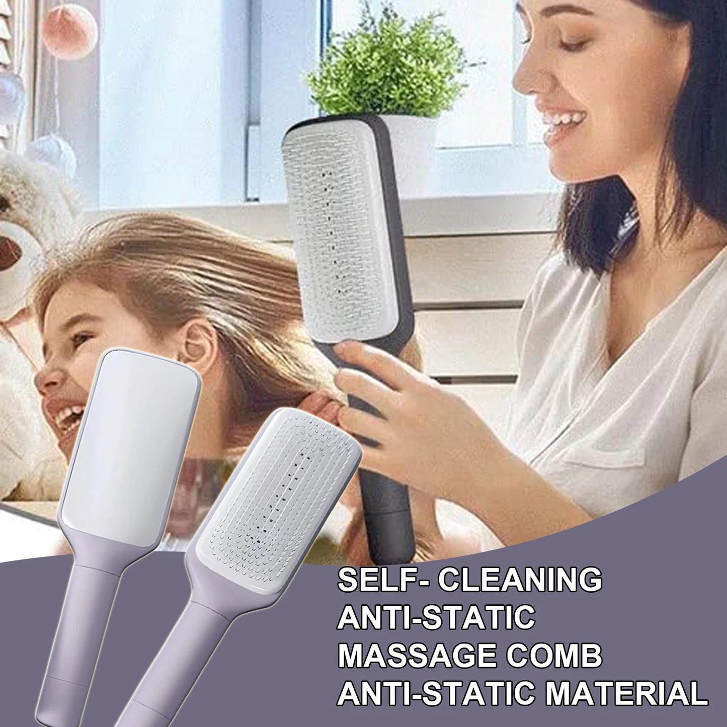 4-in-1 Self-Cleaning Hair Brush