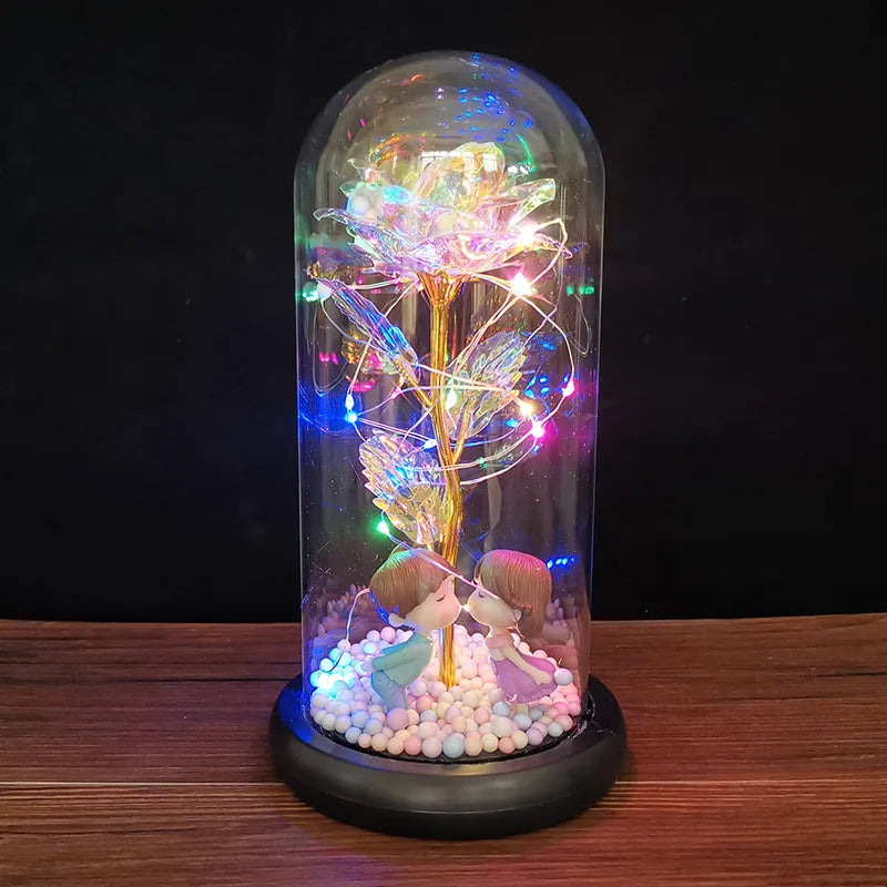 LED Enchanted Glass Rose Decor