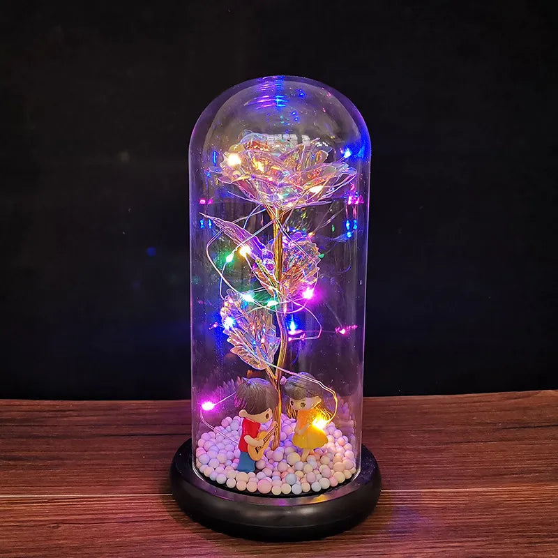 LED Enchanted Glass Rose Decor