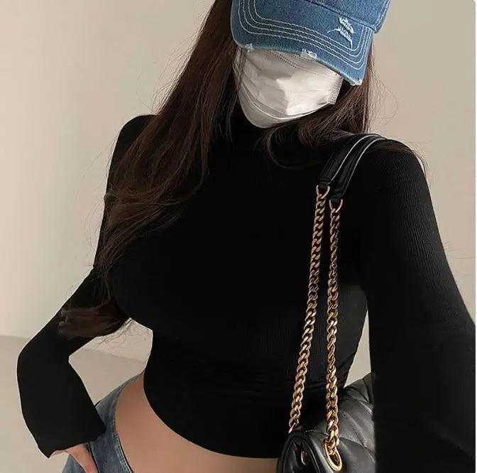 Turtleneck Long Sleeve T-shirts for Women