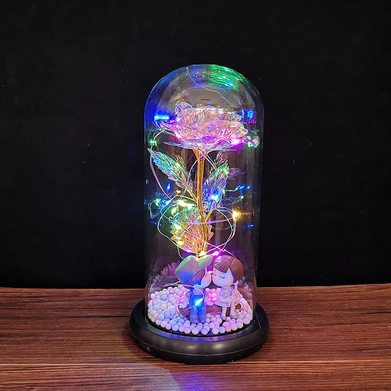 LED Enchanted Glass Rose Decor