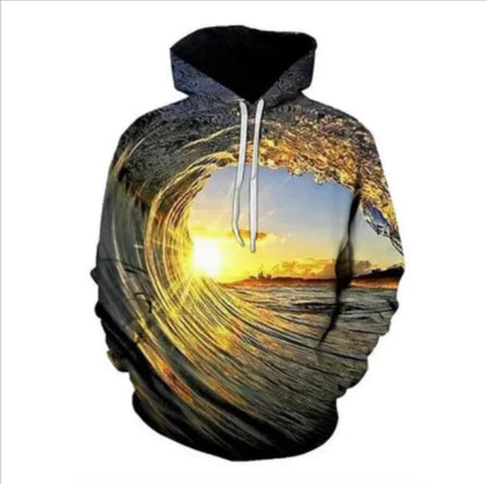 Weiouma Vortex Print Long-Sleeve Hoodie