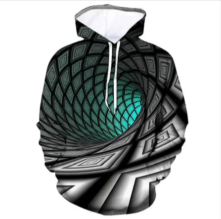 Weiouma Vortex Print Long-Sleeve Hoodie