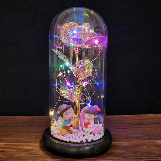 LED Enchanted Glass Rose Decor