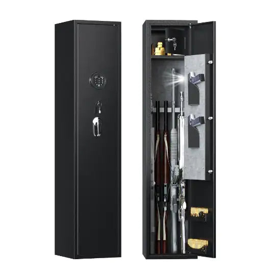 Rifles And Pistols Firearm Safe With LED Lights And Alarm System Long Gun Cabinet With Removable Shelves