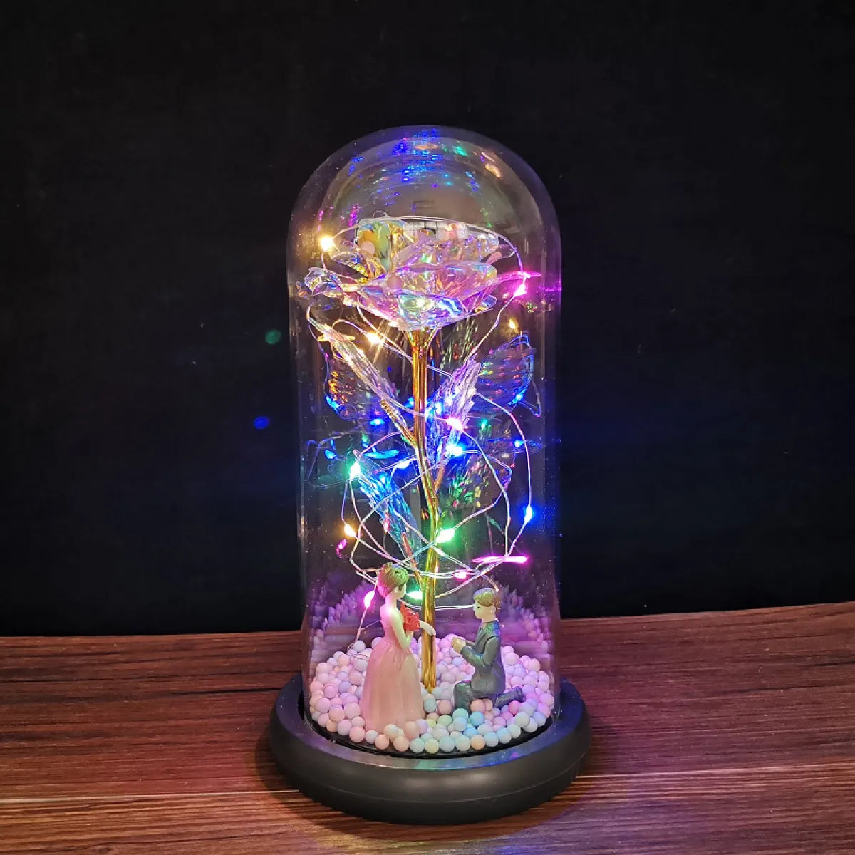 LED Enchanted Glass Rose Decor